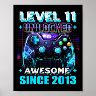 11e Verjaardag Gamer 11 Jaar Oud Grappig Bday Boy Poster