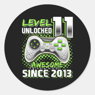 11e Verjaardag Gamer 11 Jaar Oud Grappig Bday Boy Ronde Sticker
