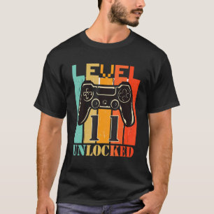 11e verjaardag gamerniveau onvergrendeld niveau 11 t-shirt
