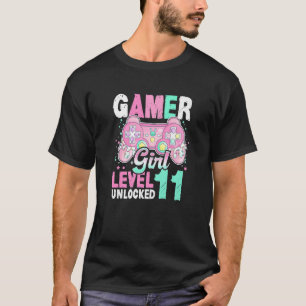 11e verjaardag 'Girl Gamer Level 11' niet-vergrend T-shirt