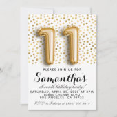 11e verjaardag Gold Polkadot Uitnodiging (Voorkant)