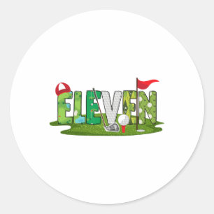 11e verjaardag golfthema 11 jaar oude Kinder sport Ronde Sticker