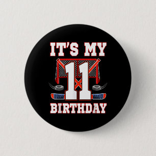 11e verjaardag IJshockeyspeler 11 jaar oud feest Ronde Button 5,7 Cm