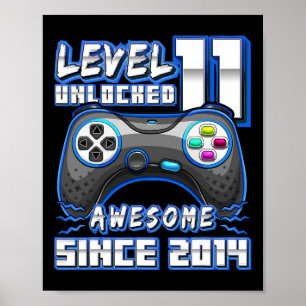 11e Verjaardag Jongen Level 11 Gamer 11 Jaar Video Poster