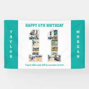 11e verjaardag Jubileum nummer 11 fotocollage Spandoek