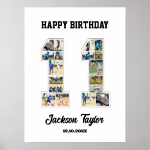11e verjaardag jubileumnummer 11 fotocollage poster