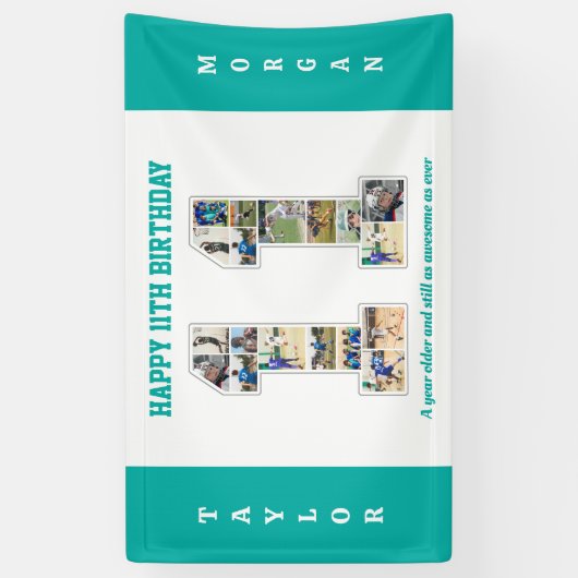 11e verjaardag jubileumnummer 11 fotocollage spandoek (Verticaal)