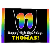 11e verjaardag: kleurrijke regenboog # 11, Naam va Groot Cadeauzakje (Achterkant)