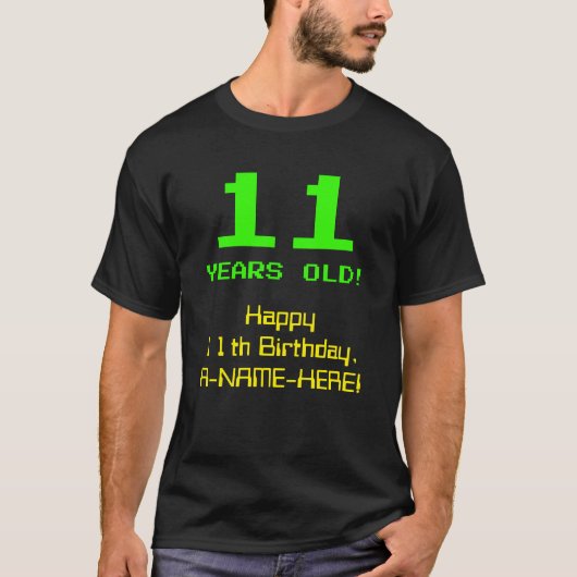 11e verjaardag: Leuk, 8-bit look, Nerdy / Geeky "1 T-shirt (Voorkant)