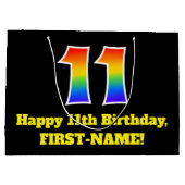 11e verjaardag ~ Leuk, Kleurrijk, Levendig, Regenb Groot Cadeauzakje (Achterkant)