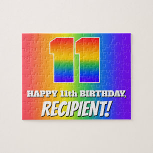 11e verjaardag — Meerkleurig regenboogpatroon "11" Legpuzzel