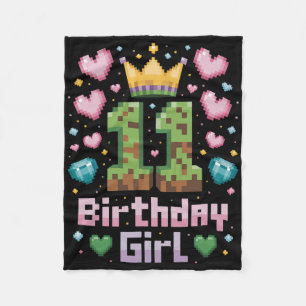 11e Verjaardag Meisje Shirt Gaming Pixel Party 11  Fleece Deken