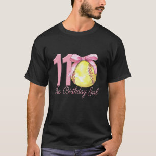 11e Verjaardag Meisje Softbal Team Coquette Roze B T-shirt