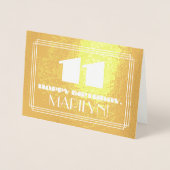 11e verjaardag: naam + Art Deco geïnspireerd look Folie Kaarten (Voorkant)