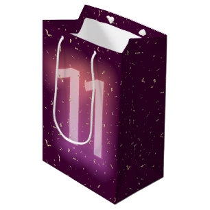 11e verjaardag Neon bord met gouden confetti Medium Cadeauzakje