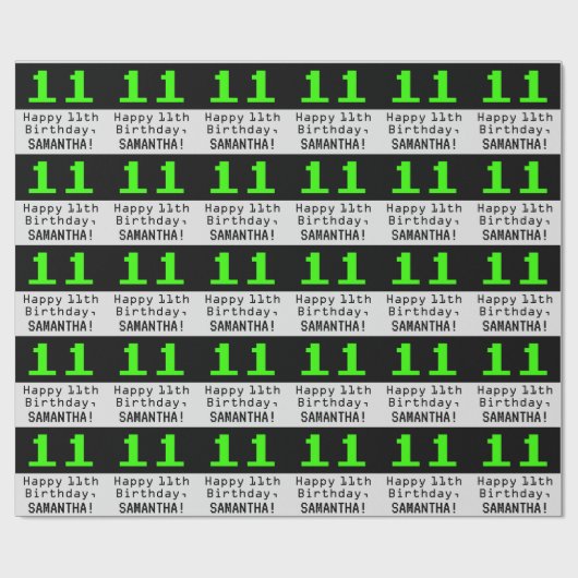 11e verjaardag - Nerdy / Geeky stijl "11" en naam Cadeaupapier (Vlak)