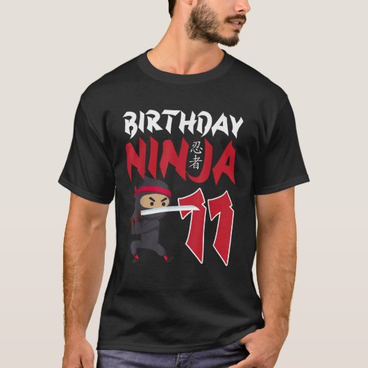 11e Verjaardag Ninja Happy 11 Jaar Old Funny B Day T-shirt (Voorkant)