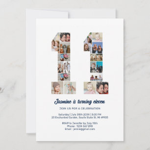 11e verjaardag nummer 11 aangepaste foto collage kaart