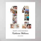 11e verjaardag nummer 11 aangepaste foto collage poster (Voorkant)