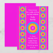 11e verjaardag Party uitnodiging Cool Hot Pink (Voorkant / Achterkant)
