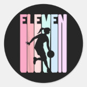 11e verjaardag Retro Bysketbyll Speler 11 jaar oud Ronde Sticker (Voorkant)
