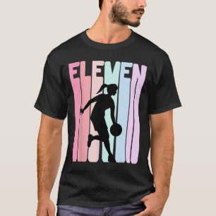 11e verjaardag Retro Bysketbyll Speler 11 jaar oud T-shirt