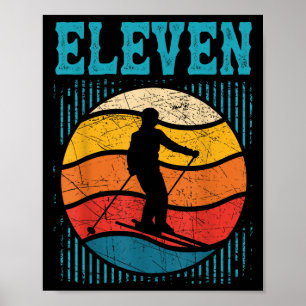 11e Verjaardag Retro Skiën 11 Jaar Oude Jongens Gi Poster