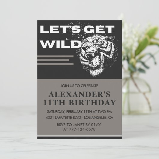 11e verjaardag uitnodigingen Boy Party Let's Get W (Staand voorkant)