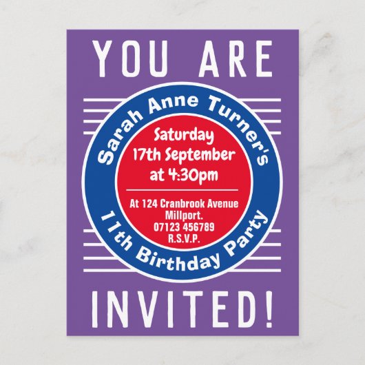 11e verjaardag van het kind uitnodiging briefkaart (Voorkant)