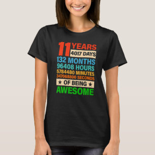 11e Verjaardag Vintage Retro 132 Maanden 11 Jaar O T-shirt