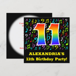 11e verjaardagsfeest: leuke muzieksymbolen, regenb kaart