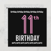 11e Verjaardagsfeestje Modern Zwart en Kleurnummer Kaart (Voorkant / Achterkant)