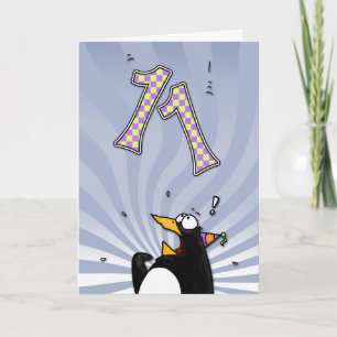 11ème anniversaire - carte de surprise de pingouin