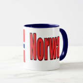 11ox White/Blue Ringer Mok Noorwegen & Vlag (Voorkant rechts)