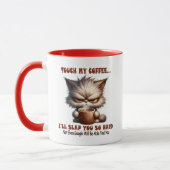 11oz Accent Mug "Touch My Coffee" Chat Mug (Gauche)