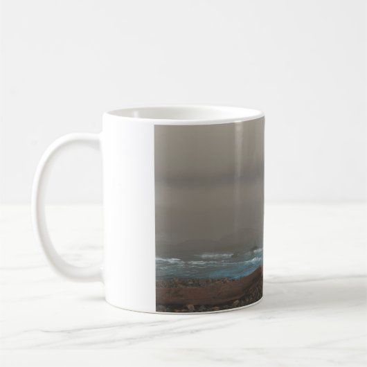 11oz mok met "stenig strand"-afbeelding (Links)