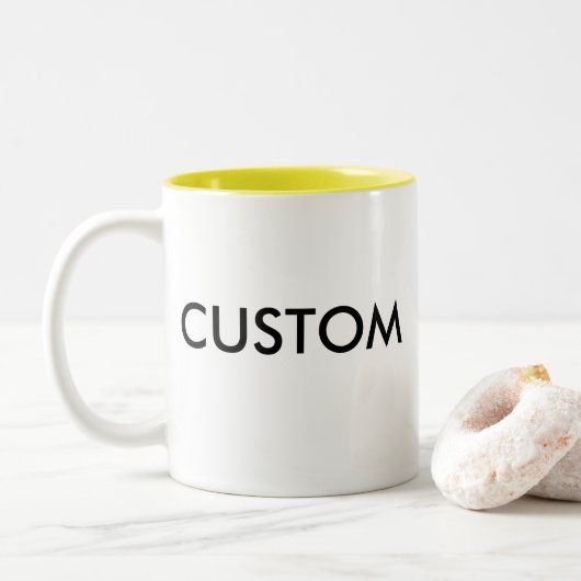 11oz tasse à deux tons faite sur commande - JAUNE (Avec donut)