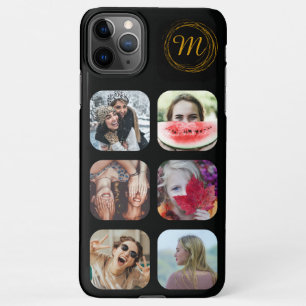 11Pro Max 6 Carré Photo Collage noir Monogramme coque iphone