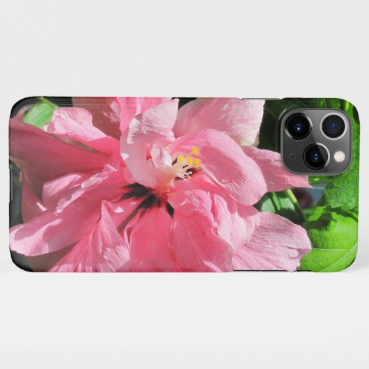 11Pro Max Hibiscus rose avec Coque iphone Raindrops (Dos Horizontal)