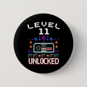 11th Birthday Boy Level 11 Ontgrendeld Grappige Vi Ronde Button 5,7 Cm