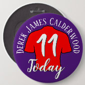 11th Birthday Football Badge to Personalize Button (Voorkant /achterkant)