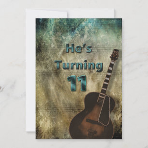 11th Birthday Invitation Boys Grunge Guitar Kaart
