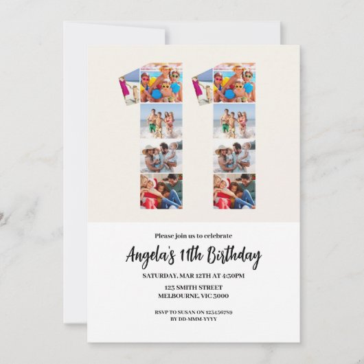 11th Birthday Invitation - Number 11 (Devant)