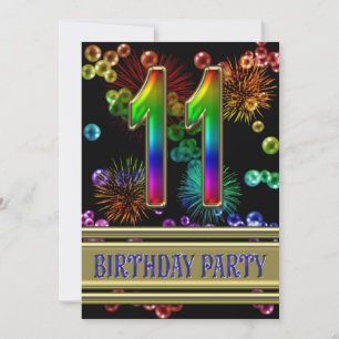 11th Birthday Invitation with bubbles
