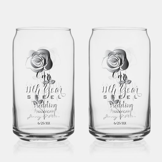 11th Year Wedding Anniversary Steel Rose Can Glass (Recto)