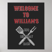 11x14 Backyard BBQ Birthday Party Welkomstteken Poster (Voorkant)