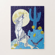 11x14 Howling Coyote Puzzle for Colorblind People