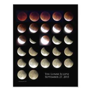 11X14 Lunar Eclipse Sunday, 27 september 2015 Foto Afdruk