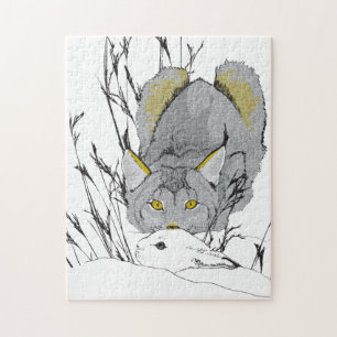 11x14 Lynx et Hare Puzzle pour les aveugles de cou