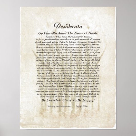 11x14+meer Desiderata-Poster op de VredesLillies Poster (Voorkant)